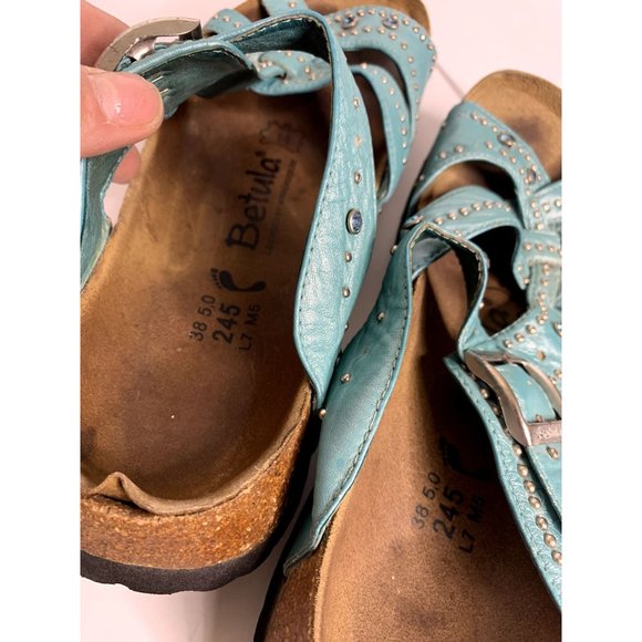 Betula By Birkenstock Women's Turquoise Lambada Studded Sandals Size 7 - Picture 6 of 12